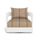 VICTORIA ALUMINUM Swivel Lounge Chair | Aluminum White, Bateau Teak,