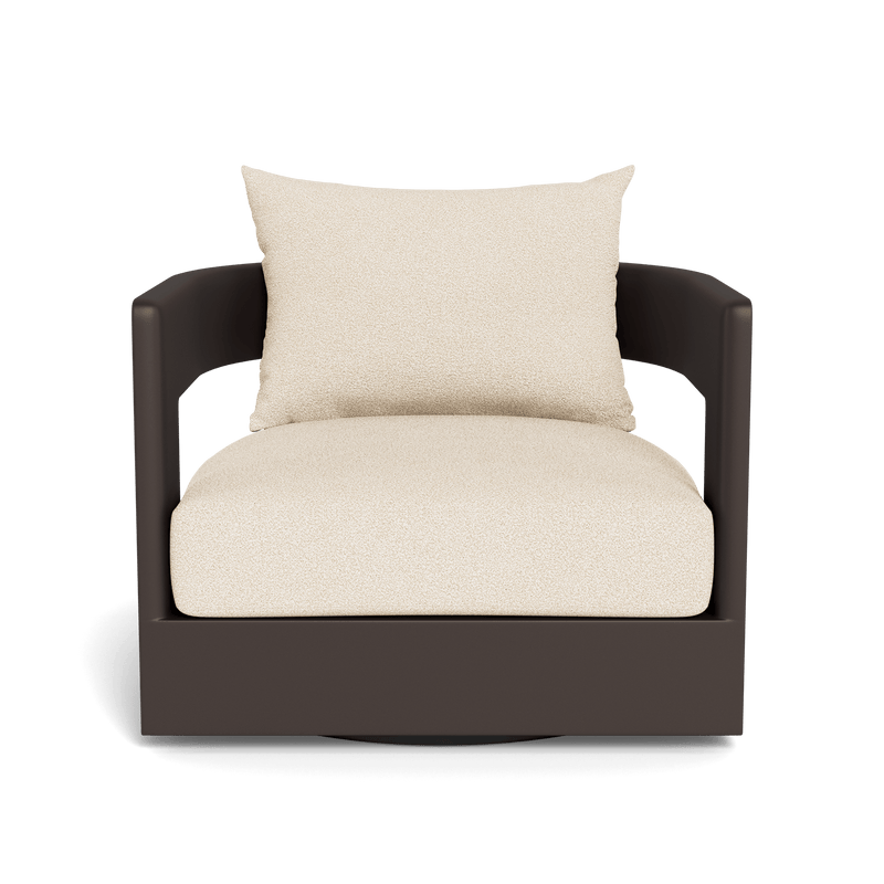 VICTORIA ALUMINUM Swivel Lounge Chair | Aluminum White, Panama Blanco,