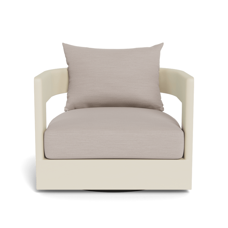 Victoria Swivel Lounge Chair | Aluminum Bone, Panama Marble,
