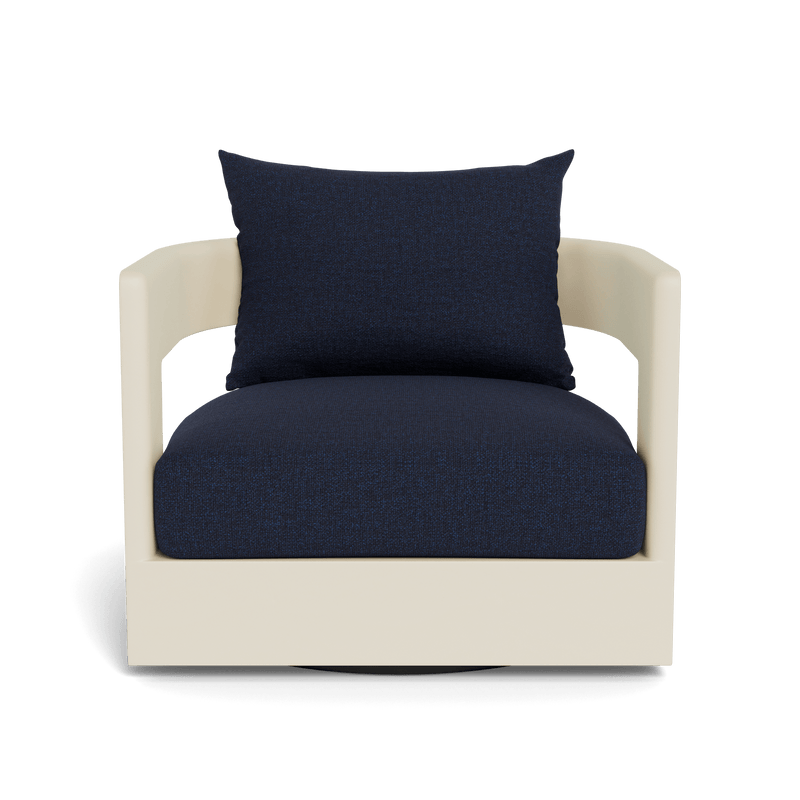 Victoria Swivel Lounge Chair | Aluminum Bone, Siesta Indigo,