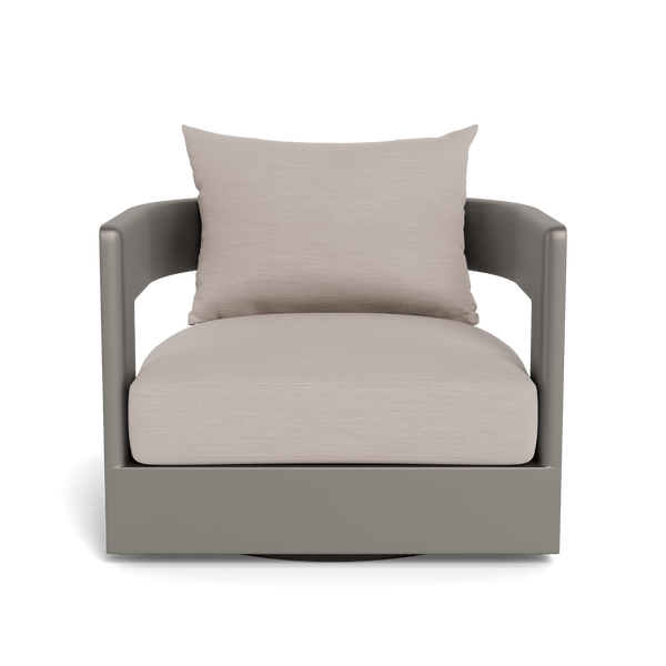 Victoria Swivel Lounge Chair | Aluminum Taupe, Panama Marble,