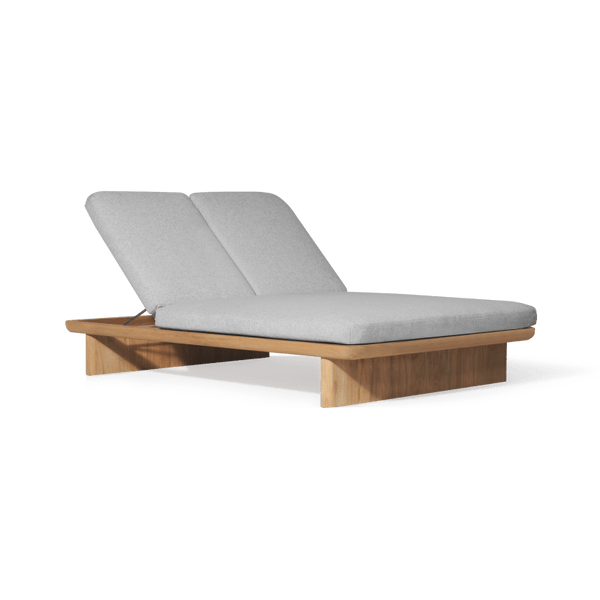 Victoria Teak Double Sun Lounge | Teak Natural, Copacabana Sand, Batyline White