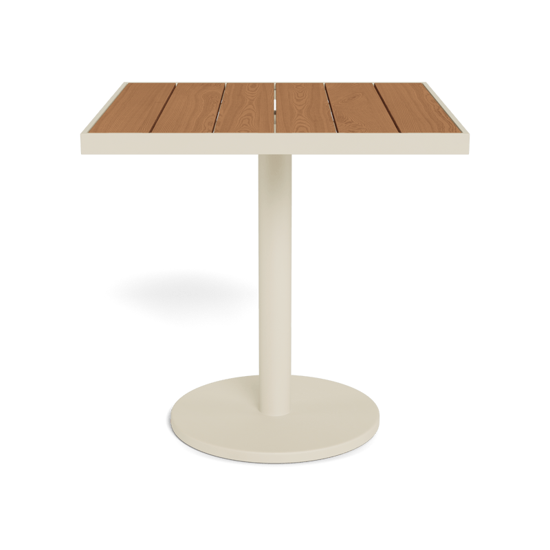 Vienna 30" Square Bistro Table | Aluminum Bone, Teak Natural,